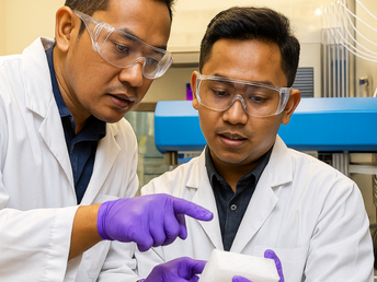 2Scientists Analyzing Object in Lab